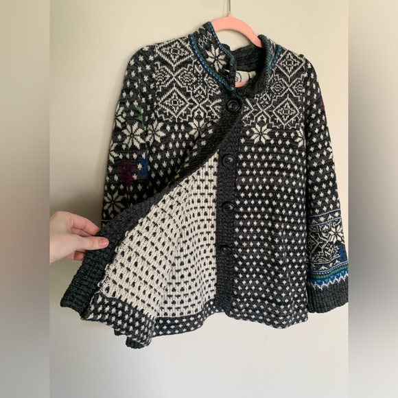 Anthropologie | Rosie Neira Nordic Sweater Cardigan Dark Grey | S - Picture 6 of 10